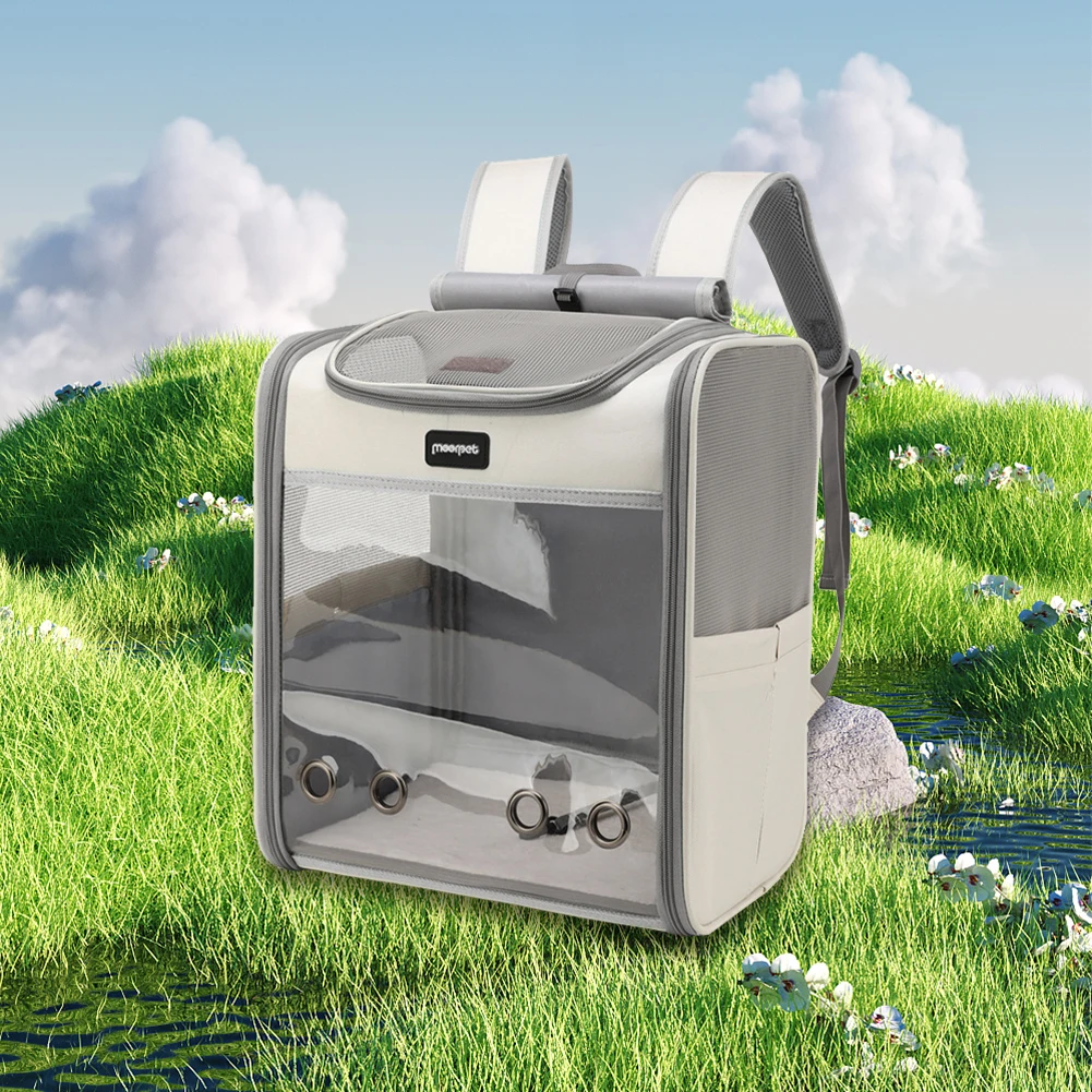 

Space Backpack Carrier Bag Breathable Pet Outing Bag Oxford Cloth Transparent Portable Foldable Large Space Pet Carrier Supplies