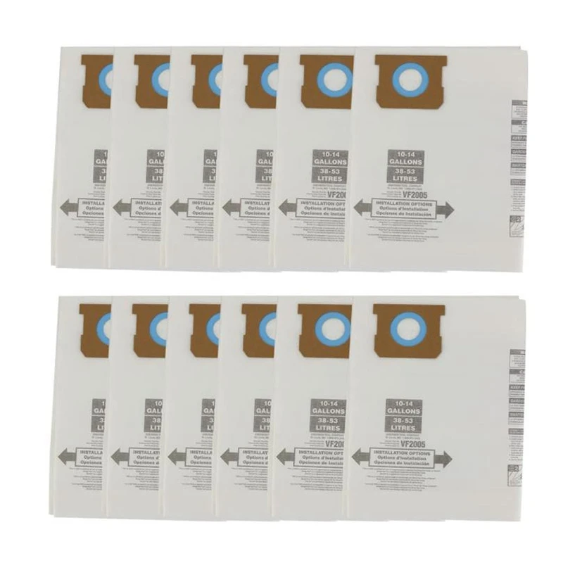 

12Pcs Vacuum Filter Dust Bag for Shop Vac 9067200 10-14 Gallon Disposable Collection Filter Bag for Type I 90662,90672