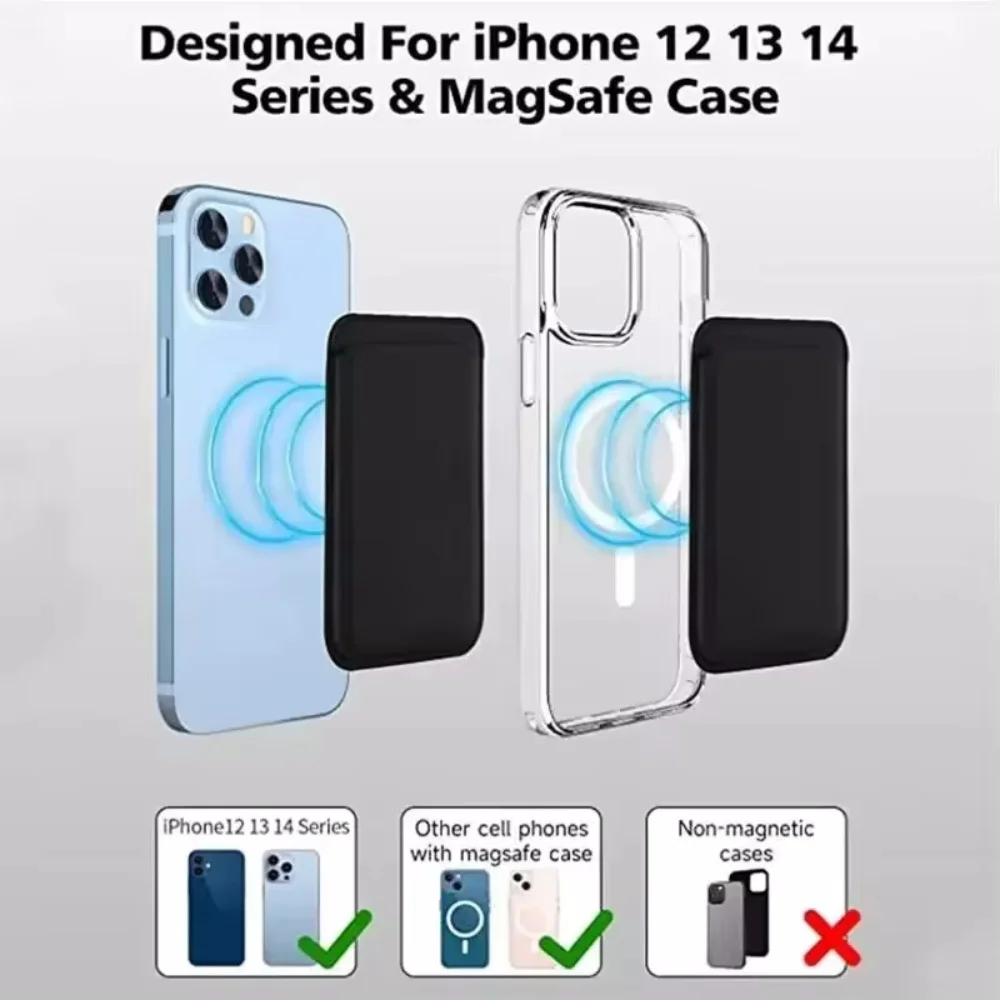 Фото Магнитный кожаный кошелек-держатель для карт Macsafe, подставка для телефона Magsafe IPhone 16, 15, 14 Pro Max, безопасный кронштейн для телефона Mac №4