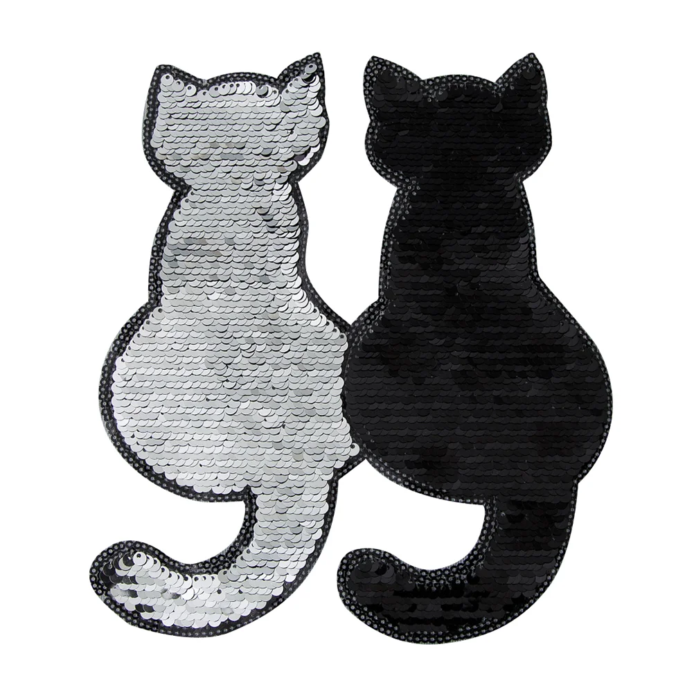 

On Ironpatch Applique Appliques Sewing Embroidery Sew Decorative Cat Clothes Animal Cats Sequin Jeans Embroidered Glitter Paste
