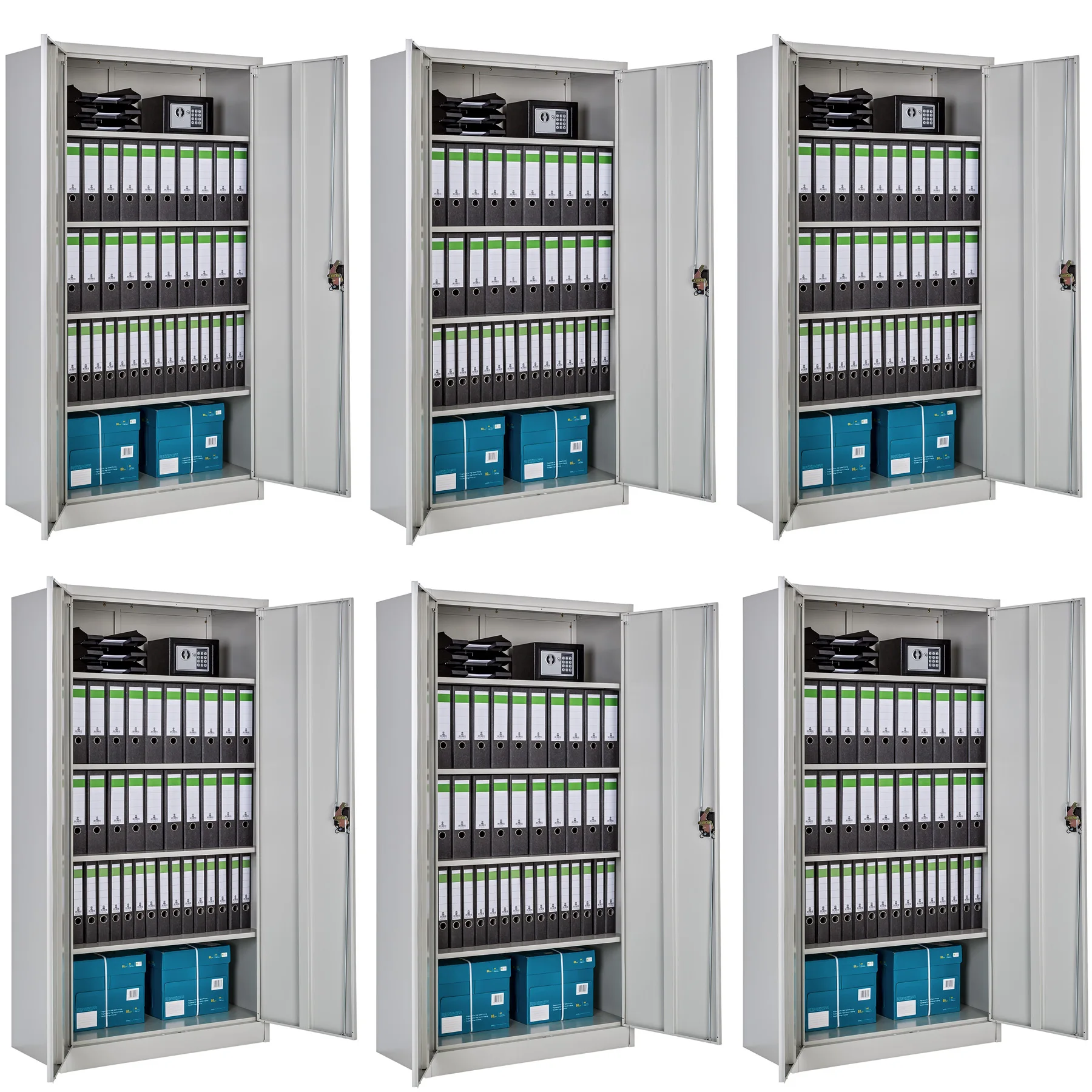 Tectake 6x metal cabinet 5 levels-Gray | Filing Cabinets