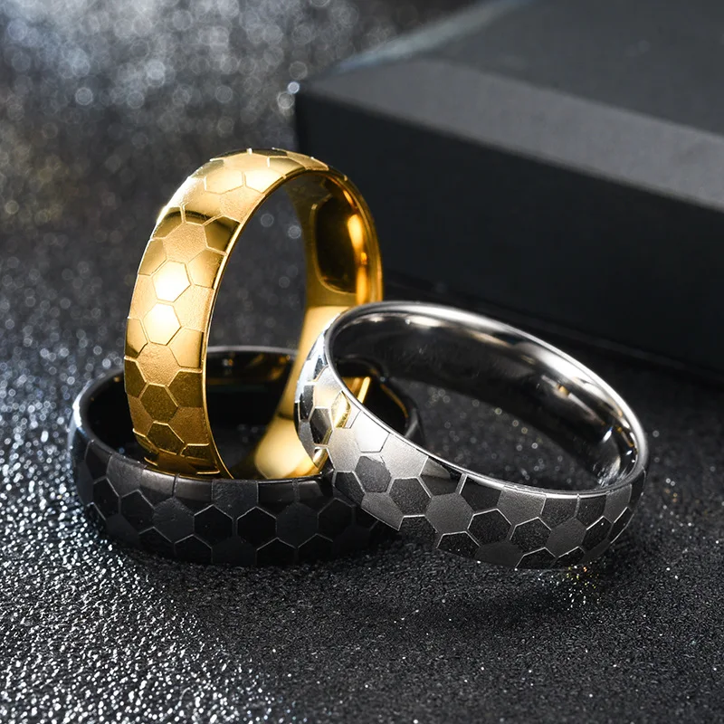 Классические кольца с рисунком футбольного мяча титановое стальное кольцо для