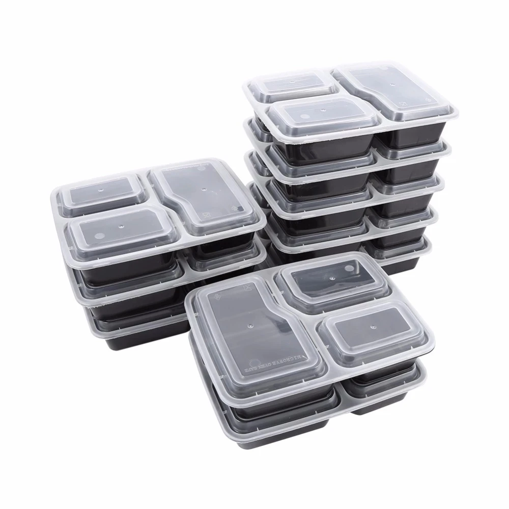 Meal Storage Food Prep Lunch Box 3 Compartment Reusable Micr