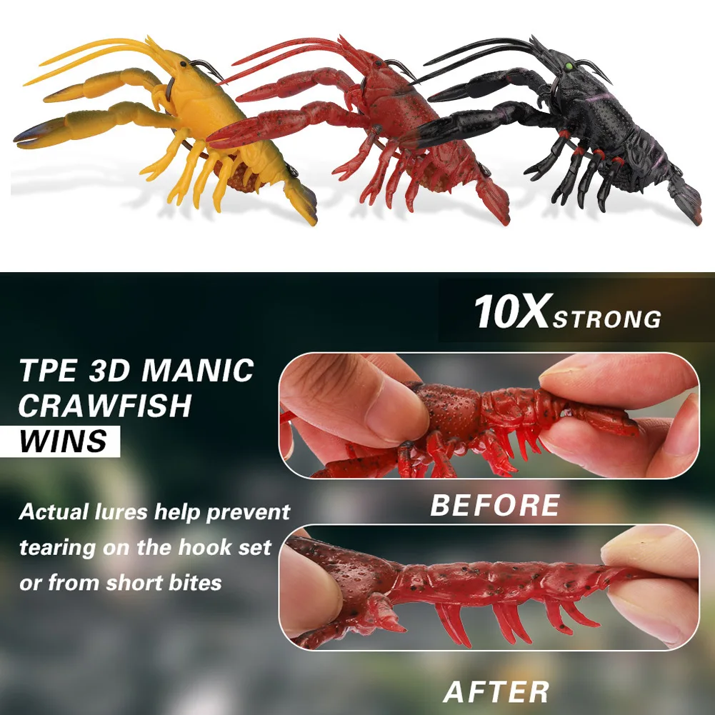 

3pcs/pack Bionic Crayfish Lure Luya Bait TPE Hollow Body Design Lobster Soft Fishing Baits Shrimp Lures Pesca Iscas Fish Tackle