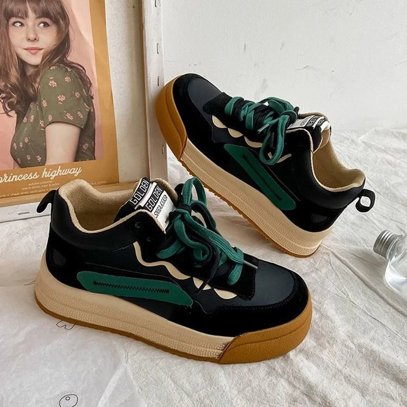 2021 Winter Women Sneakers Fashion Patchwork Khaki Short Plush Inside Warm Ladies Footwear Casual Streetwear Female Shoes