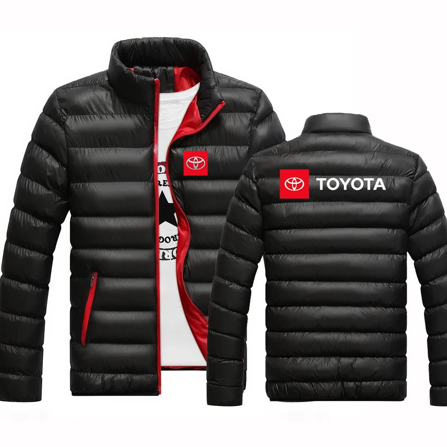 

2022 Men's TOYOTA Printed Cotton Jackets Padded Solid Color Warm Stand-Up Collar Outwear Thicken Top Clothing
