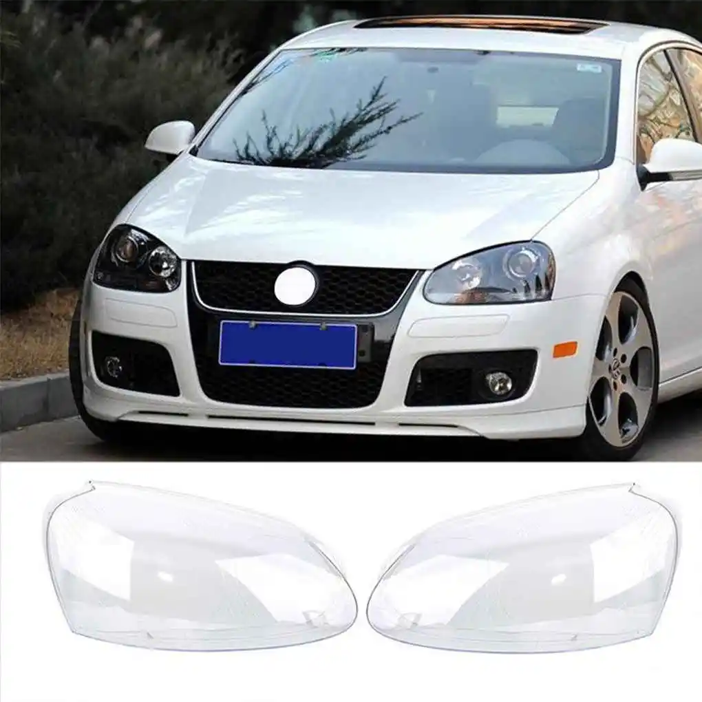 

2pcs Transparent Housing Front Headlights Lens Shell Cover Glass Lampcover Lampshade For Volkswagen Golf 5 MK5 Jetta 2005-2009