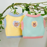 small and medium dog pet clothes spring and summer cute pet t shirt teddy bear cute bear hit color cat vest