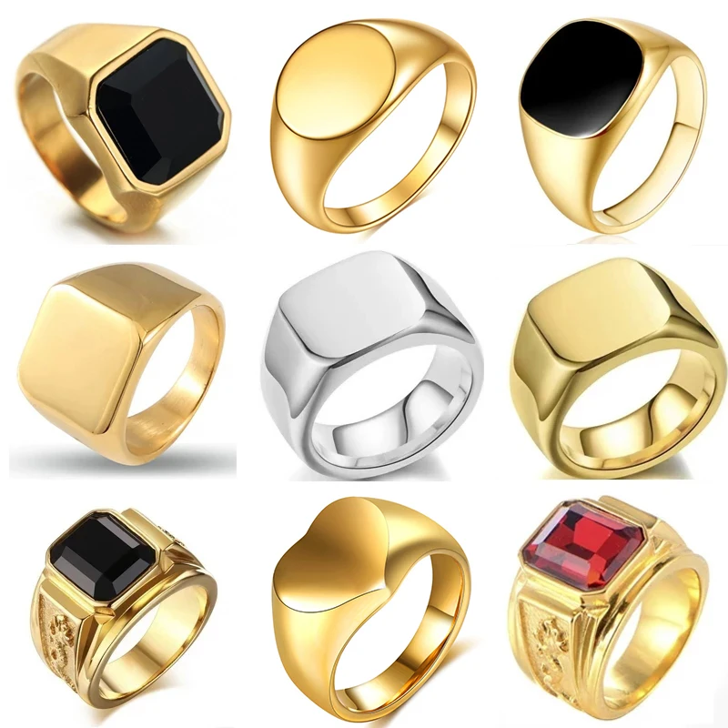 

Milangirl Biker Punk Style Rings for Men Width Signet Square Finger Fashion Brand Jewelry Accessories Whole Sale