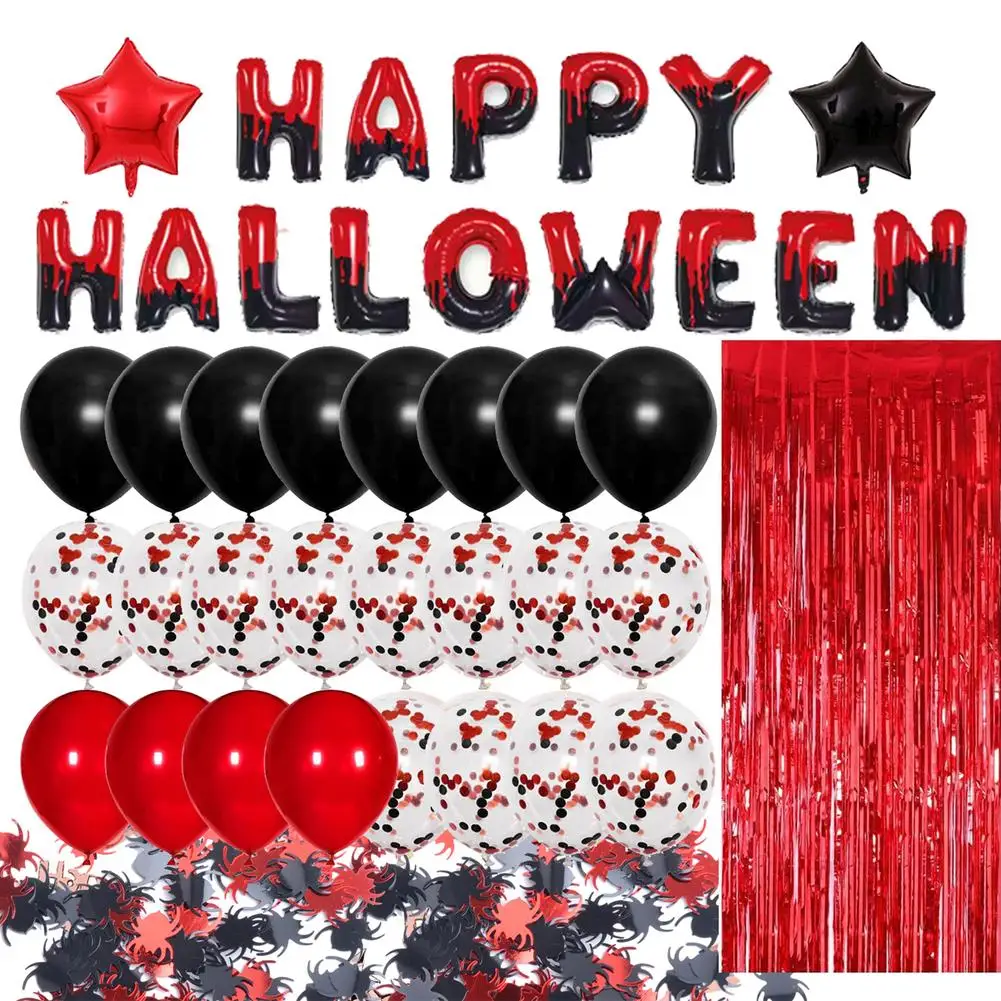 

Halloween Party Latex Decorative Balloon Set Fringe Curtain Sequin Balloons For Backdrop Decoration Black Red Ballon Supplies