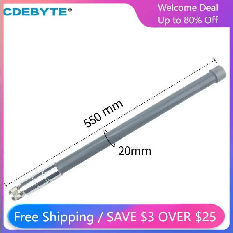 

Fiberglass Antenna N-J 10dBi 2.4-2.5GHz CDEBYTE TX2400-BLG-60 Omnidirectional Radiation Vertical Polarization IoT Homes