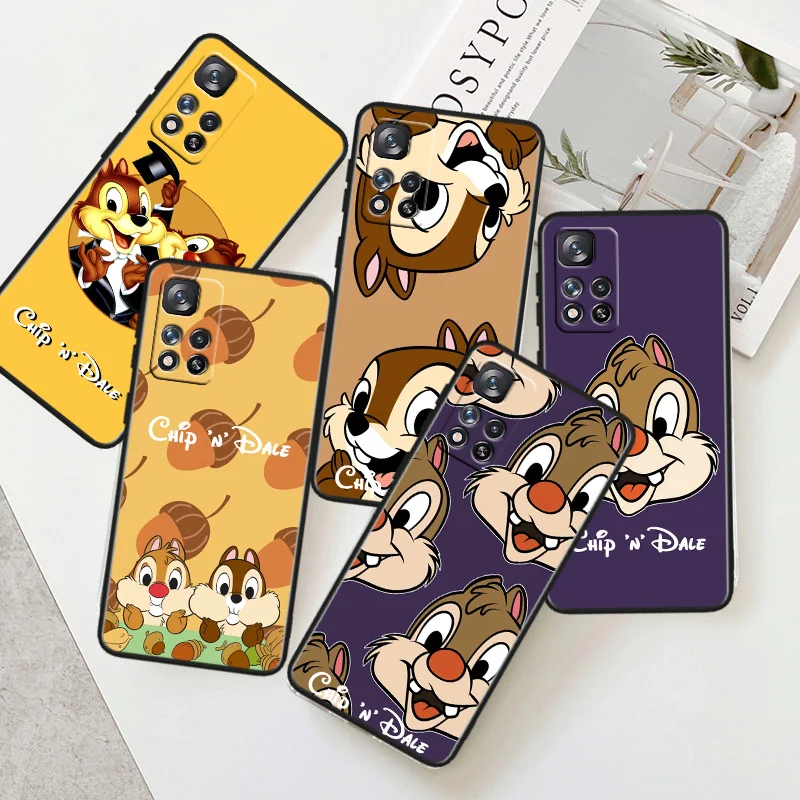 

Disney Chip 'n' Dale cute Phone Case For Xiaomi Redmi Note 11E 11T 11S 10T 10S 9S 9T 8T 7 Pro Plus Lite Max Black Cover