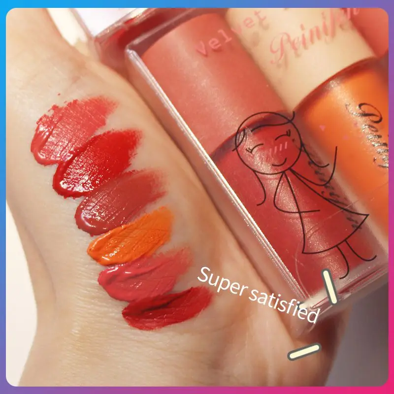 

Набор шелковых мягких помад для макияжа, 3 шт., миниатюрные глянцевые бархатные тинт для губ тыквенного цвета, Увлажняющий блеск для губ, косметика для женщин TSLM1