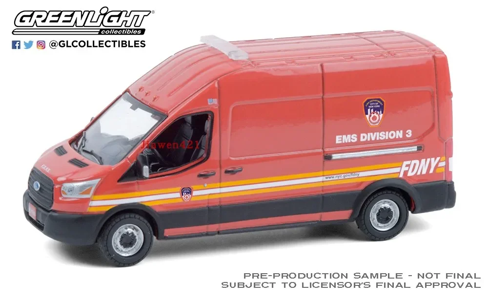 1: 64 2019 Ford Transit High Roof - FDNY EMS коллекция моделей автомобилей из сплава подарочные