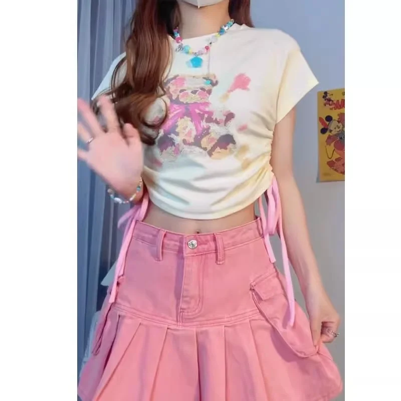 Плюс размер футболка с короткими рукавами и принтом сладкого медведя женская