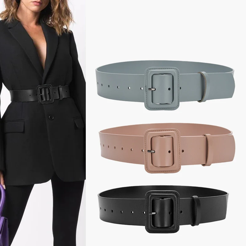 Coat Wide Belt Women's Fashion Casual Luxury Design Leather Girdle Gothic Korean Y2K Fashion Thin Waist Pin Buckle Waistband New