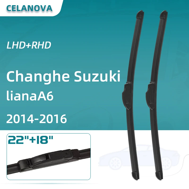 

Лезвия очистителей лобового стекла автомобиля для Changhe Suzuki lianaA6 2014-2016 22 ”+ 18” бескаркасные резиновые стеклоочистители