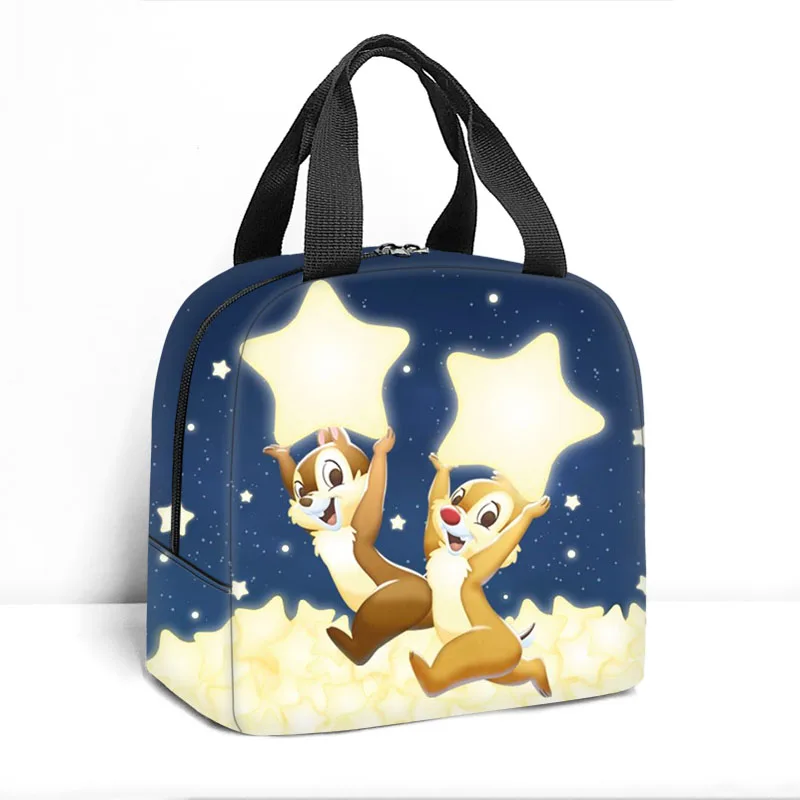 Funny Disney Chip n Dale Insulated Lunch Bag Boy Girl Travel Thermal Cooler Tote Food Bags Portable Student School Lunch Bag