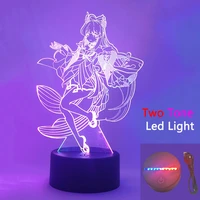 anime colorful dual lamp genshin impact two tone 3d led night light sangonomiya kokomi for kid bedroom desk decor birthday gift