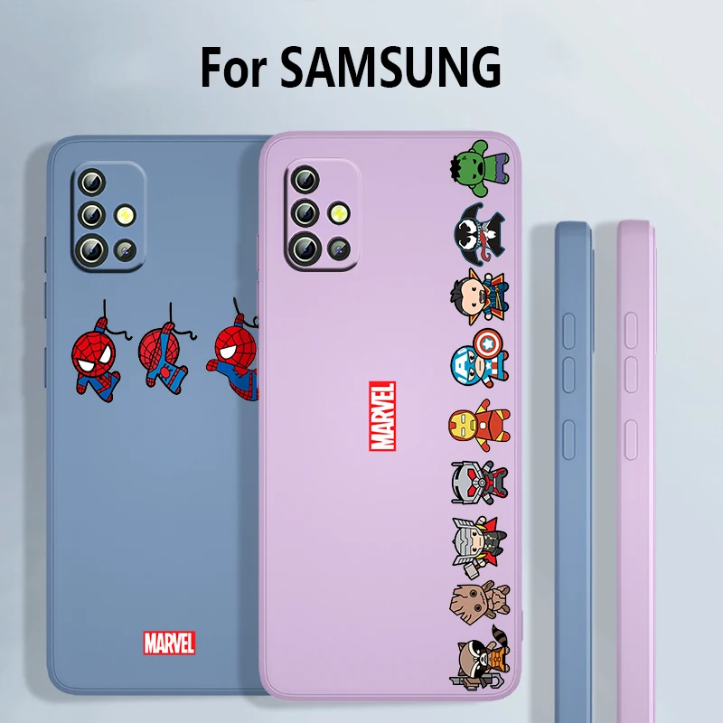 

Superhero spiderman cartoon image For Samsung Galaxy A73 A72 A71 A53 A52 A51 A42 A33 A32 A31 A22 A21 Liquid Rope Phone Case