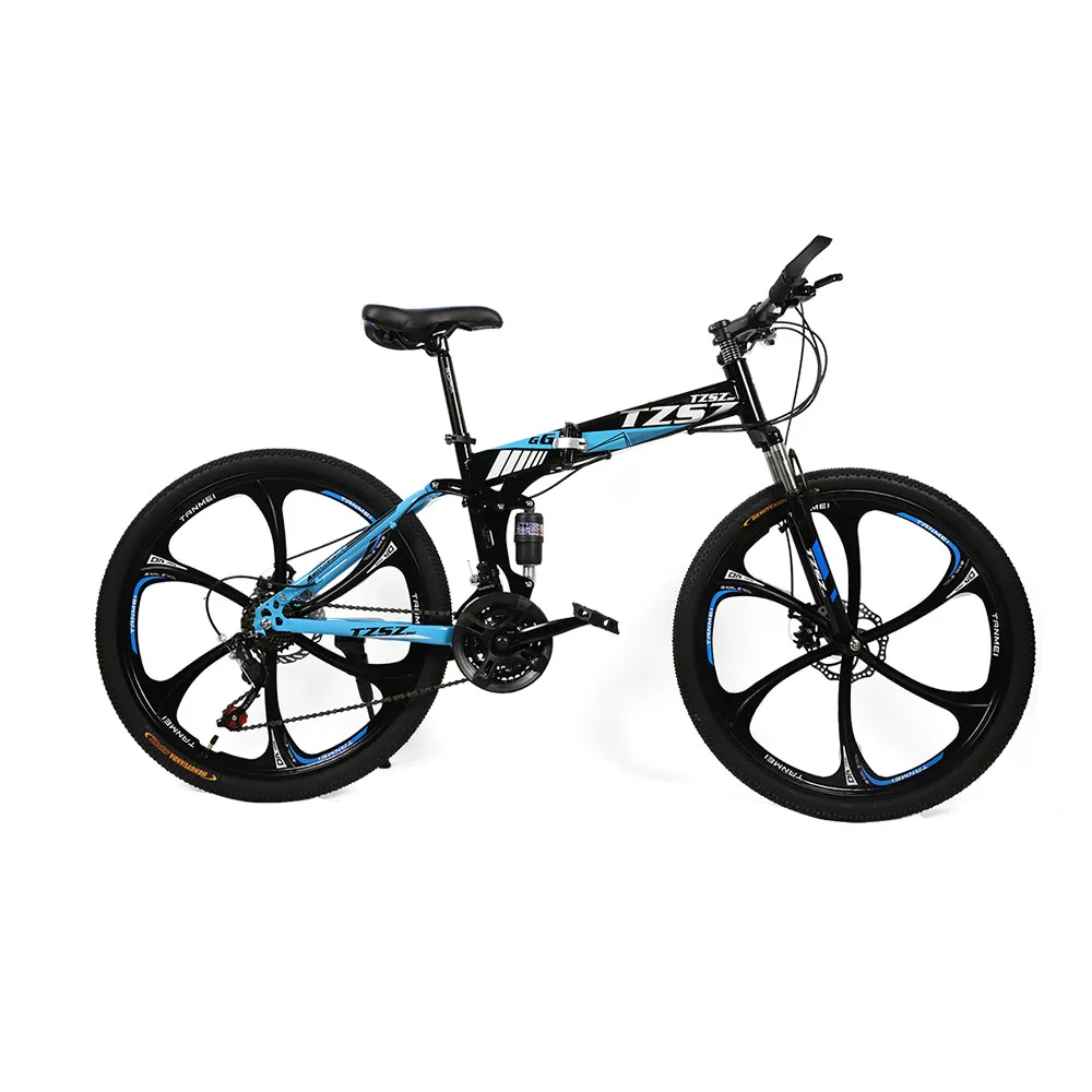 

26 Inch Bicycle Collapsible Mountain Bike Thickened Carbon Steel Frame Front Wheel Shock Absorber Mechanical Disc Brake