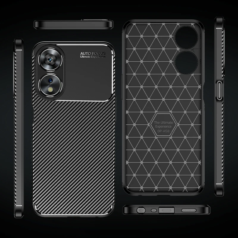 For OPPO A78 5G Case Cover OPPO A78 5G Capas Carbon Fiber Armor Shockproof Phone Bumper Back Soft TPU Cover OPPO A78 A 78 Fundas