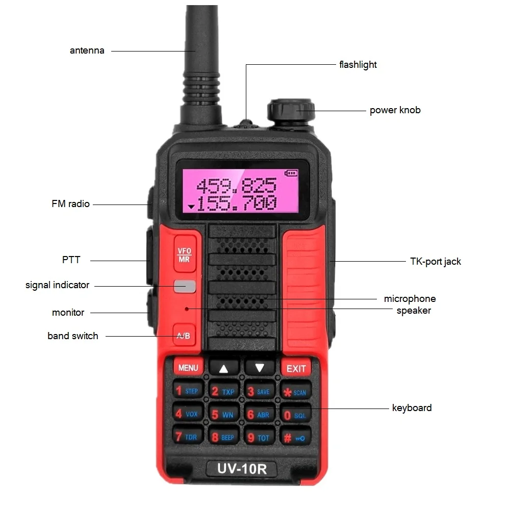 Baofeng UV-10R Walkie Talkie VHF UHF Dual Band Two Way CB Ham Radio UV10R Portable USB Charging Radio Transceiver