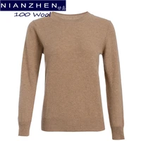 nianzhen 100 wool pullover spring soft warm knitted sweaters 2022 new autumn wool sweater jumper woman solid o neck