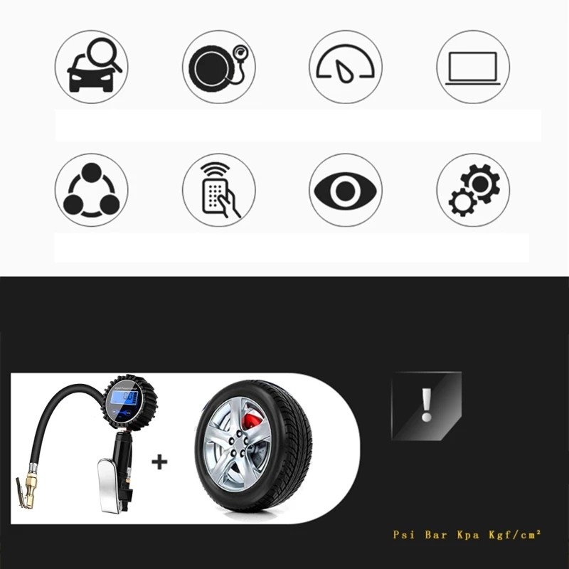 

Tire Pressure Gauge Air Compressor Accessory Compatible w/ Vehicles 3-in-1 Deflator & Tire Inflator with Pressure Gauge