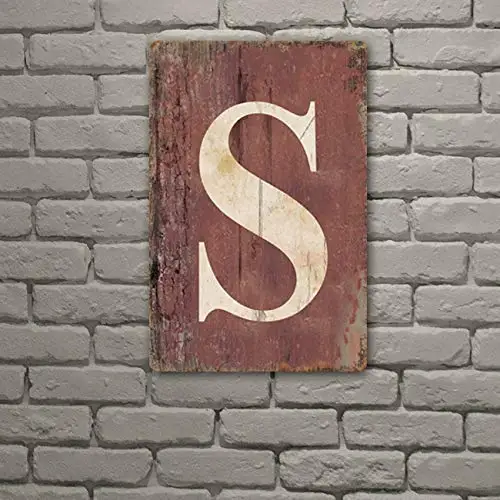 

Zclenergy Signs Vintage tin Sign Letter S,8 X 12 Inch,Hanging Wall 26 Letters Metal Alphabet Wall Letter for Home, Bedroom, Bar,