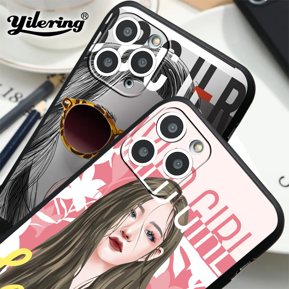 Модный трендовый чехол для телефона Queen Girl iPhone 12 11 13 Pro Max 8 7 Plus SE2 SE3 X XR XS черный