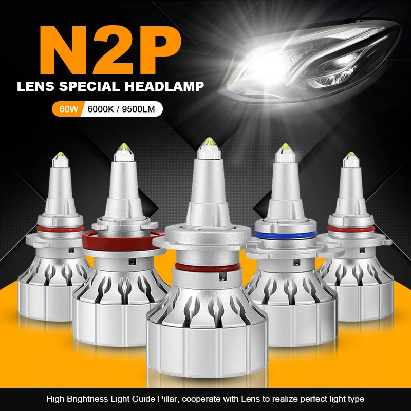 

N2P Car H7 Led Headlight High Power For Car H8 H11 9005 9012 Hb3 9012 Led Fog Lamp Bulb 360 degree lighting 6500k 12V 24V 120W