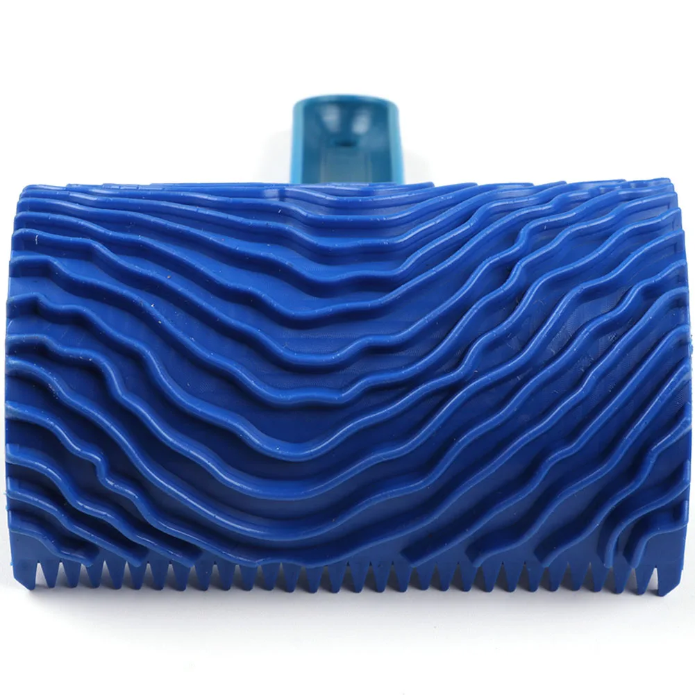

Wood Pattern Tool Blue DIY Painting Roller Wall Rubber Handle Home Art Brush Graining Imitation Durable Decoration Empaistic