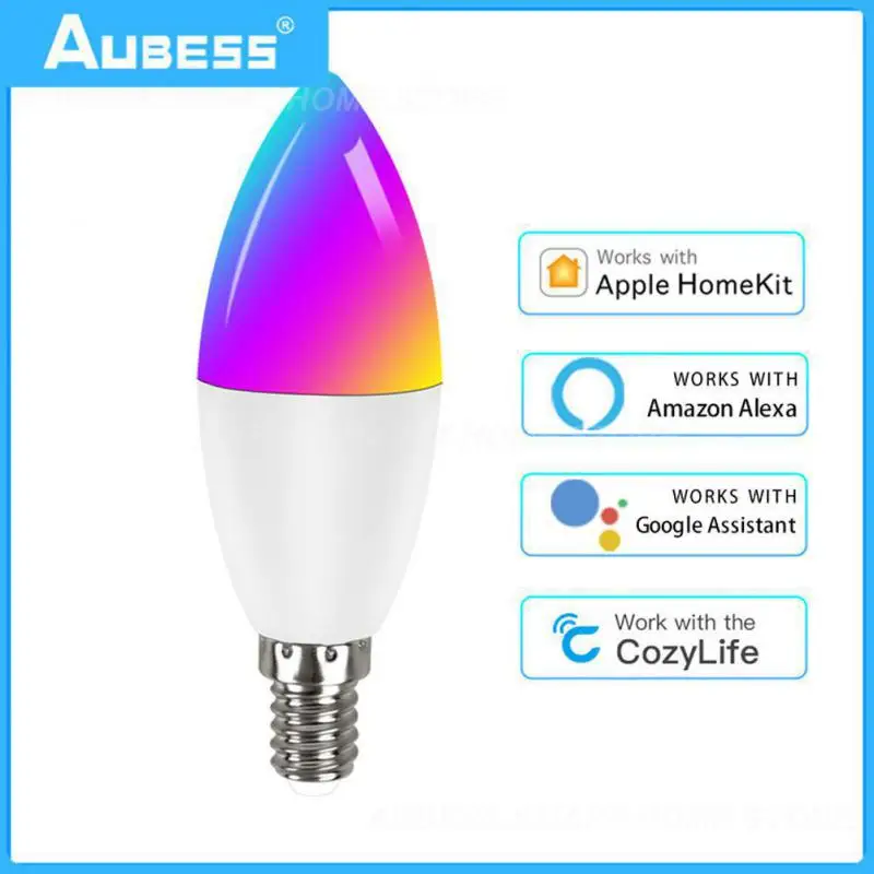 

E14 Led Candle Light Bulb Rgb Wifi Light Bulb 5w Voice Control Smart Lamp Smart Home Dimmable Remote Control