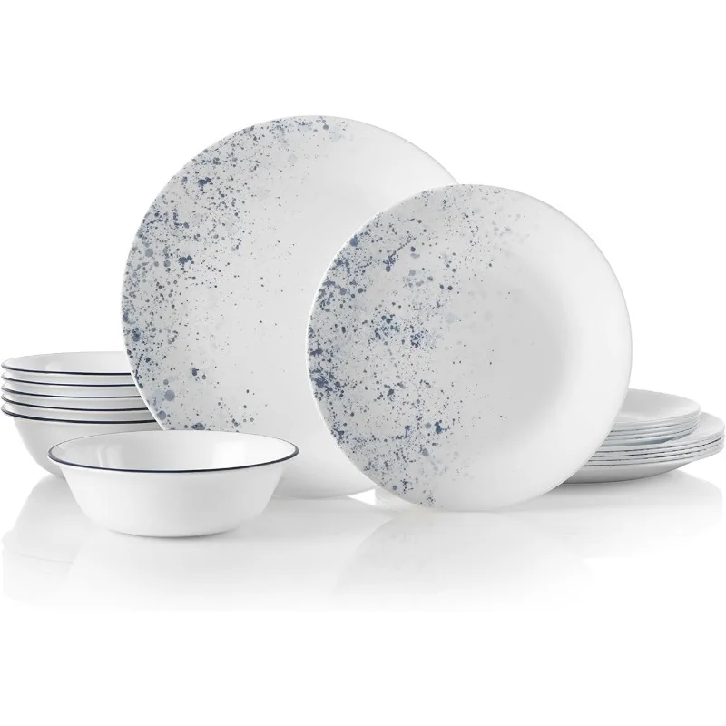 

Corelle Vitrelle 18-Piece Service for 6 Dinnerware Set, Triple Layer Glass and Chip Resistant, Lightweight Round Plates