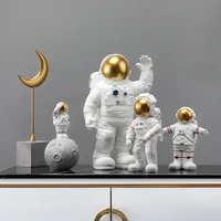 white astronaut figure cosmonaut figurines moon statue space man sculpture home decoration miniatures tabletop ornament for kids
