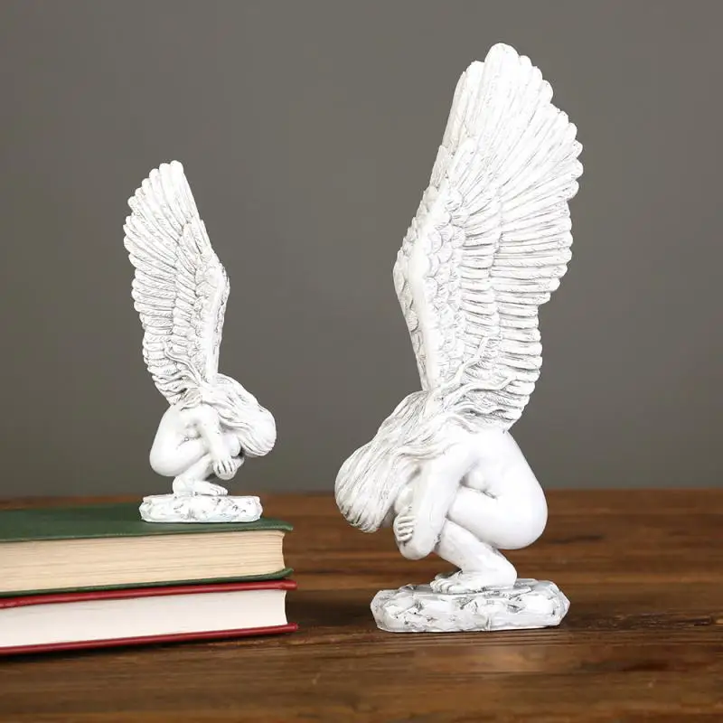 

Ангел искупление искусственная смола крыло Ангела религиозное настольное Искусство Скульптура Ручная литье резные ангельские украшения