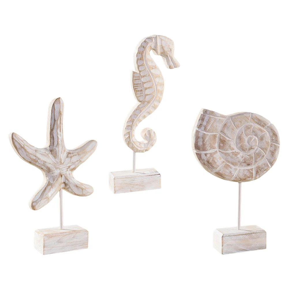 

Wood Farmhouse Figurines Decor Vintage Home Desk Topper Nautical Desktop Ornament Wooden Beach Sign
