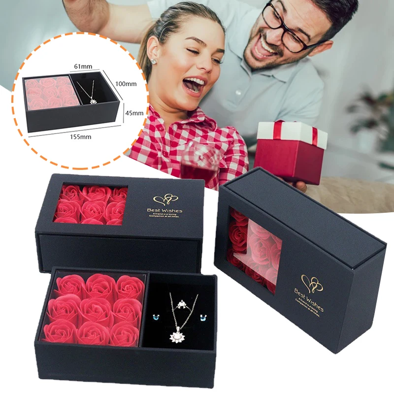 

Exquisite Jewelry Storage Box Multipurpose Preserved Eternal Rose Gift Box for Valentine Day Birthday Wedding PR Sale