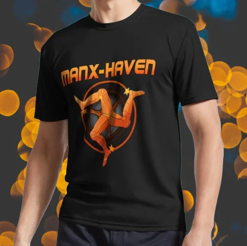 Фото Новая футболка с логотипом Manx Haven, забавная американская футболка, размер S 5XL №1