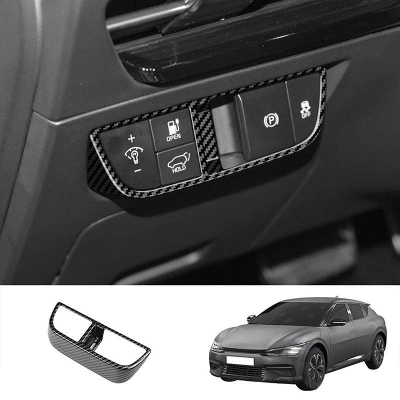Car Interior Carbon Fiber Head Light Headlight Adjustment Switch Cover Trim Sticker For KIA EV6 GT Line 2021 2022