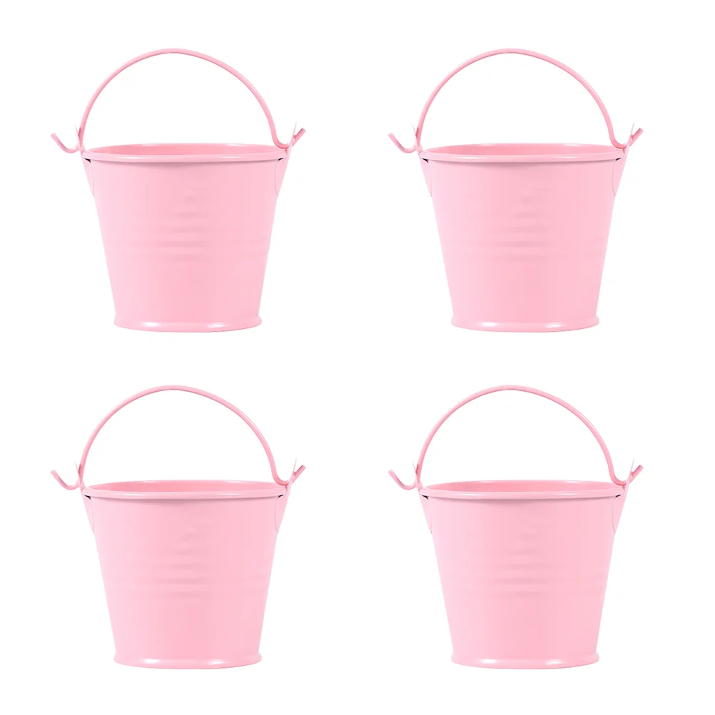 

4 Pcs Outdoor Hanging Planter Mini Basket Galvanized Tin Pails Tiny Metal Bucket French Fries Bucket Small Flower Bucket
