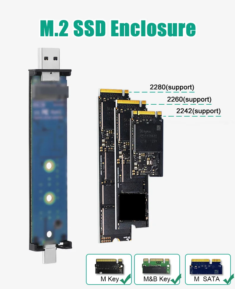 Чехол для M2 SSD Футляр NVME M.2 на USB Тип C 3 1 адаптер PCIE NGFF SATA M/B Key Disk Box чехол hd Новинка |