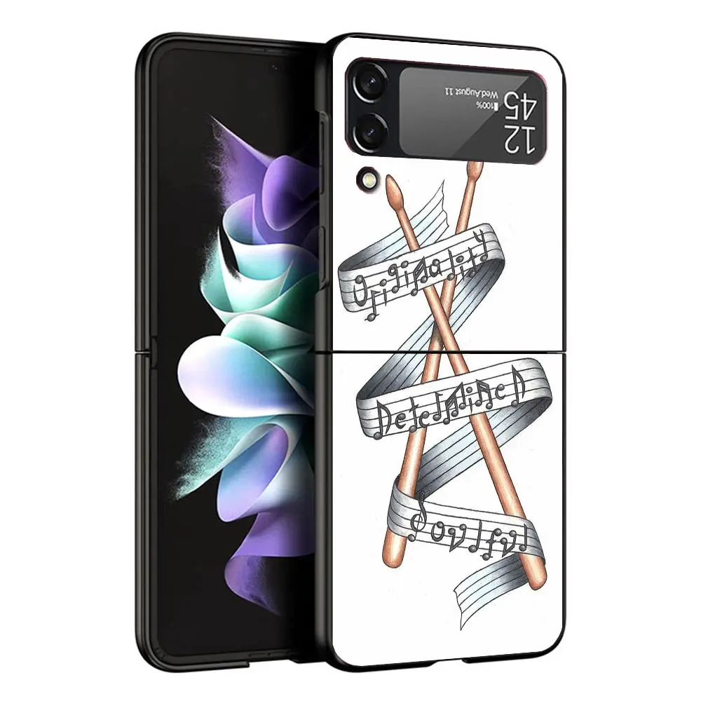 Музыкальный инструмент барабан Rock черный чехол для телефона Samsung ZFlip6 ZFlip5 ZFlip4 ZFlip3