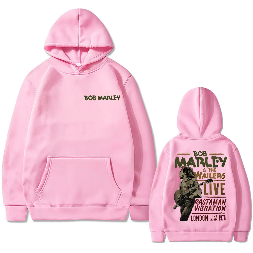 Reggae Music Bob Marley The Wailers Live Double Sided Printed Hoodie Men Women Gothic Vintage Oversized Sweatshirt