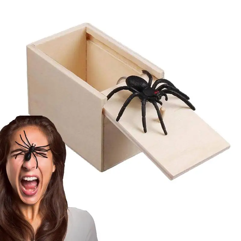 

Tricks Spider Funny Horror Box Wooden Box Quality Prank Wooden Horror Box Fun Games Prank Skills Friends Office Toys