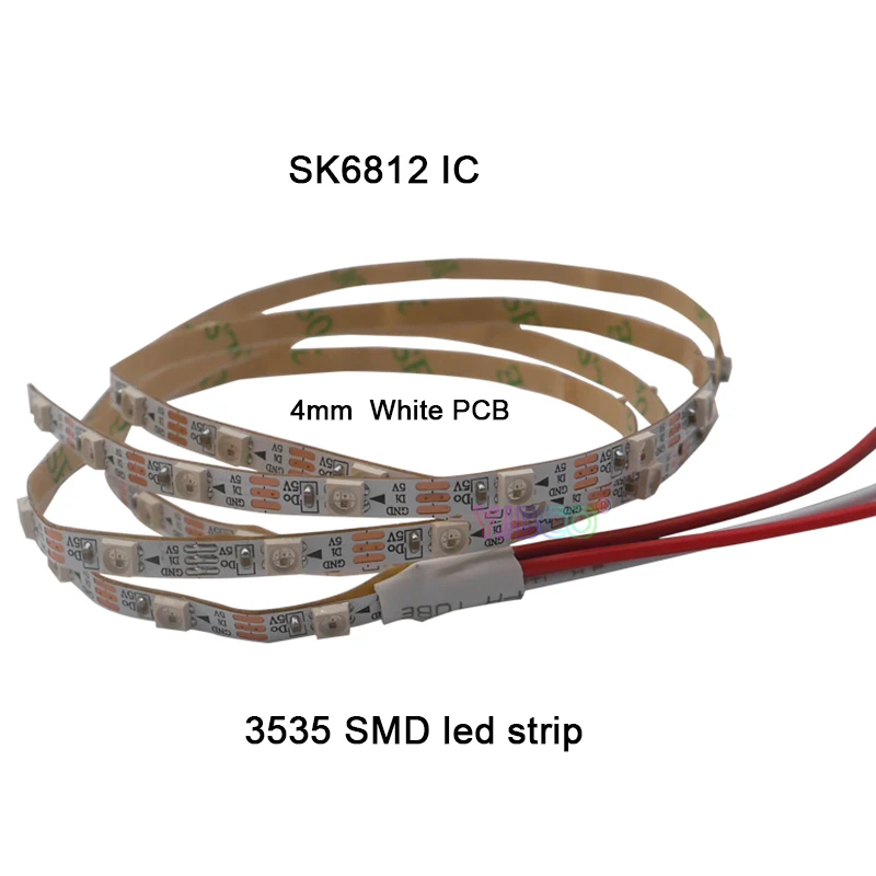 

1m/2m/3m/4m/5m White PCB 4mm 3535 RGB SK6812 LED strip light Addressable 60leds/m DC5V Super bright Lamp Tape IP30