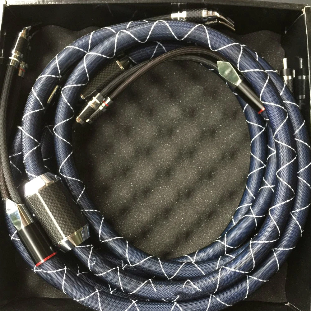 Фото Аудиофильский верхний аудиокабель Hi-Fi динамика NanoFlux с разъемом типа «банан или лопатка» из углеродного волокна №1