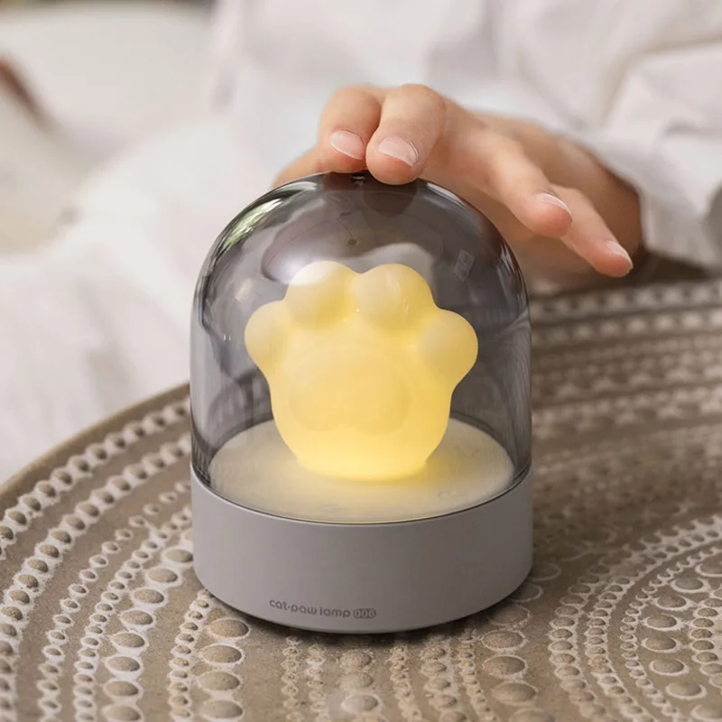 

Cat Paw Night Light Music Box For Kid friend Bedroom Mini Cute Cartoon Bedside Lamp USB Rechargeable Atmosphere Decoration 022
