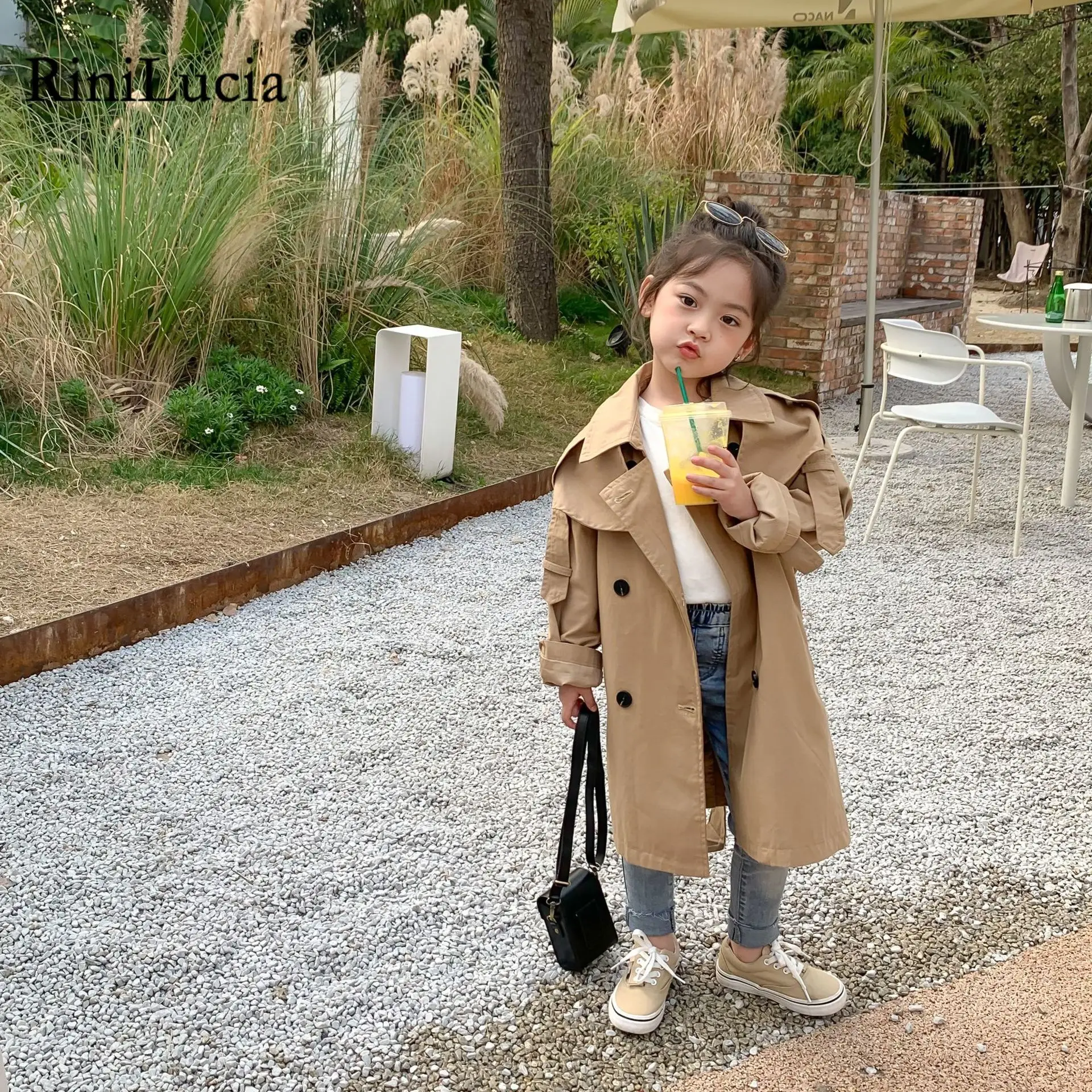 

Criscky Children's Clothing 2022 Girls' Coat Kids Jacket Children's Spring Autumn Korean Long Trench Baby Girls Windbreake